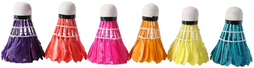 Badminton shuttles 6 stuks kleur kunststof in koker sport speelgoed-2