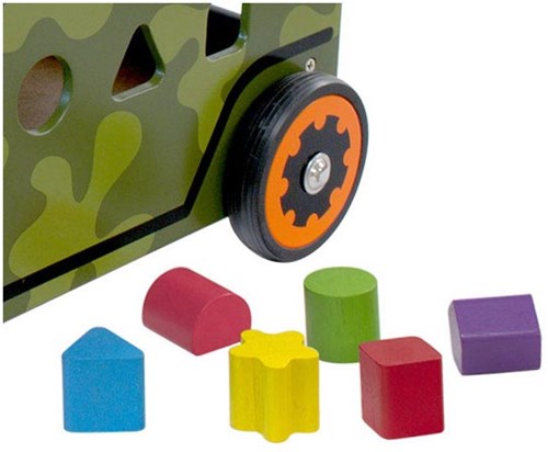 I'm Toy houten loopwagen army truck - duwwagen - wit - speelgoed-2