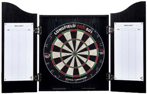 Angel Sports dartbord kabinet zwart met sisal dartbord en accessoires-2