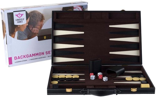 Backgammon klassiek bordspel 18 inch bruin ivoor luxe uitvoering