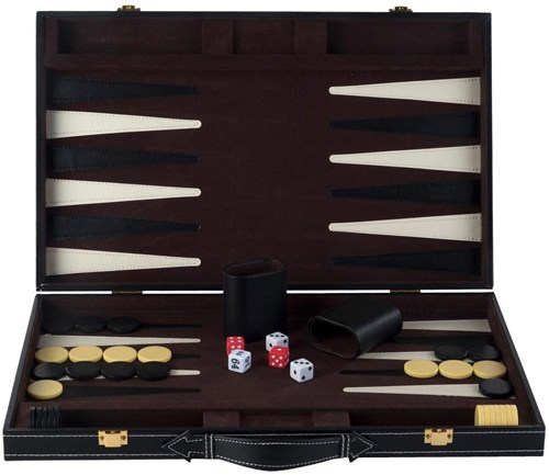 Backgammon klassiek bordspel 18 inch bruin ivoor luxe uitvoering-2