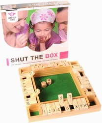 Shut the Box houten dobbelspel voor 4 spelers, gezelschapsspel