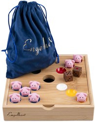 Engelhart Games Pig Hole spel - bamboe familiespel met 60 siliconen varkentjes