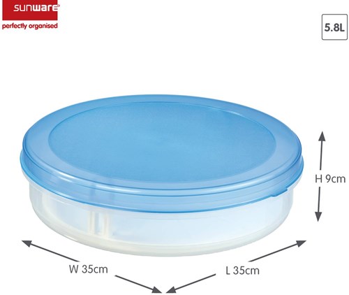 Sunware boîte à tarte avec plateau - boîte à gâteau - bleu transparent - 35x35x9 cm