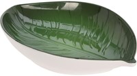 Excellent Houseware bord melamine bladvorm groen wit 23x15cm decoratief