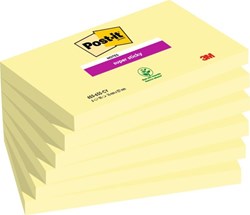 3M memoblok Post-it super sticky geel 76x127mm 6 stuks