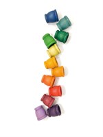 Grapat barils en bois jouets Mates couleurs arc-en-ciel 12 pièces