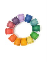 Grapat barils en bois jouets Mates couleurs arc-en-ciel 12 pièces-2