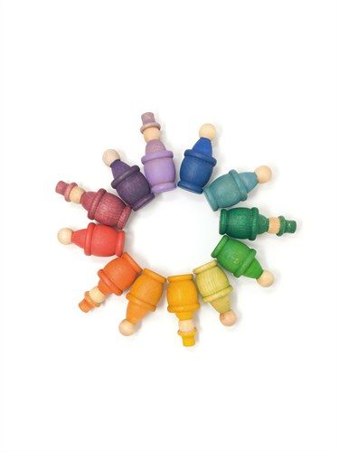 Grapat barils en bois jouets Mates couleurs arc-en-ciel 12 pièces-3