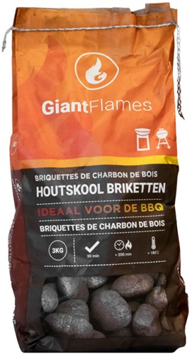 Giant Flames briquettes de charbon 3 kg barbecue certifié PEFC