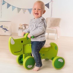 Beleduc loopfiets Speedy Rhino - houten loopfiets groen voor kinderen
