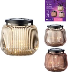 Lampe de table solaire LED extérieur marron 13 cm lumière blanche chaude IP44 jardin