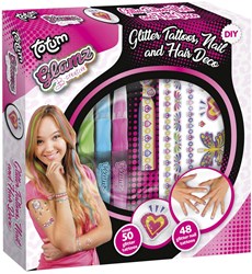 Totum Glamz glitter tatoeages en haarkrijt beauty set voor kinderen