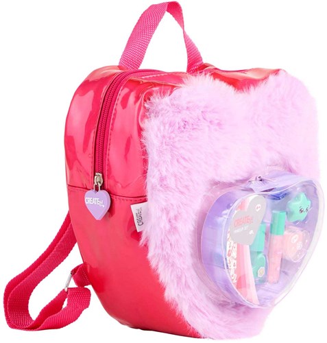 Canenco set de maquillage jouet dans un sac à dos peluche violet pour enfants