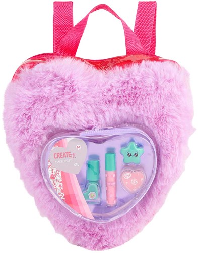 Canenco set de maquillage jouet dans un sac à dos peluche violet pour enfants-2