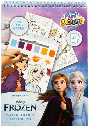 Canenco Livre de coloriage aquarelle Frozen avec pinceau et 24 pages