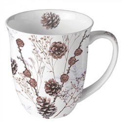 Ambiente mug en porcelaine 400ml pommes de pin blanc - grande tasse à café