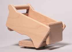 nic houten kiepwagen oplegger - bouwspeelgoed 22x14,5x14 cm beukenhout