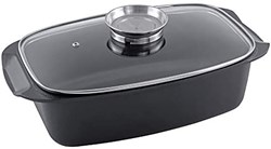 Alpina braadslede braadpan met glazen deksel 5.5L zwart aluminium