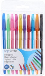 Balpen regenboog kleuren set - 10 stuks kleurrijke pennen voor kinderen