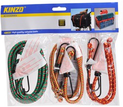 Bagagespin set snelbinder multi kleur 6 stuks elastisch kunststof