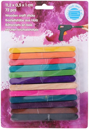 Bâtonnets de bricolage en bois jouet créatif 72 pièces colorées