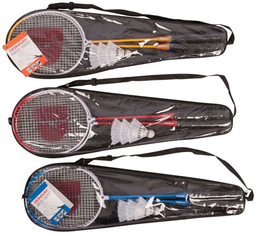 Badmintonset sport speelgoed - 2 rackets, 3 shuttles, hoes, multicolor