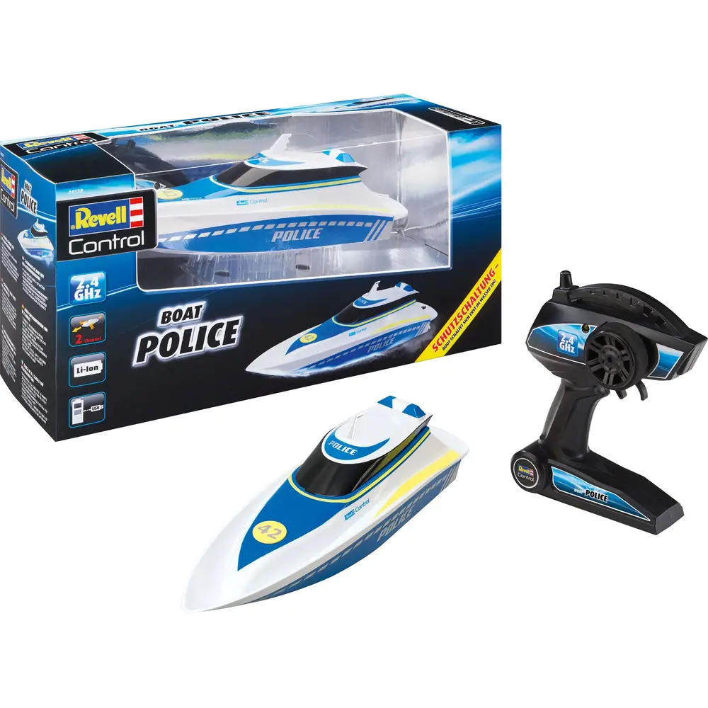 Revell bateau de police RC - télécommande, électrique, 2,4GHz, blanc-bleu
