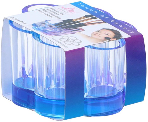 Make-up Organizer kwastenhouder blauw - 7 vakken make-up tafel