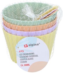 Ijskom set kunststof pastelkleuren met lepels - 8-delig kinderservies