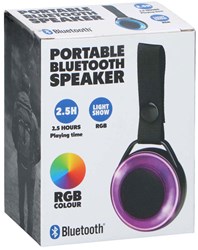 Edco Bluetooth speaker draagbaar met verlichting en draagriem zwart