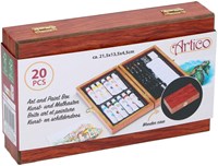 Coffret d'art et de peinture set acrylique 20 pièces avec boîte en bois