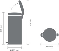 Brabantia pedaalemmer afvalbak 30L mat staal keuken prullenbak-3