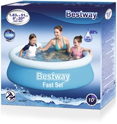 Bestway zwembad opblaasbaar Fast Set 183x51cm blauw PVC waterpret