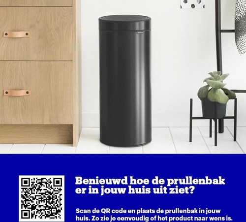 Brabantia prullenbak Touch Bin 30L zwart - afvalemmer keuken-2