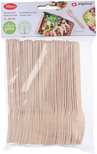 Fourchettes en bois jetables 16 cm - couverts écologiques 50 pièces