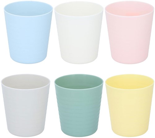 Beker kleurrijk kunststof kinderservies 6 stuks BPA-vrij stapelbaar-2