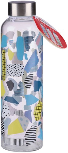 Drinkfles glas met print en metalen dop - 570 ml - Alpina-3