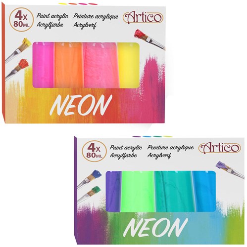 Acrylverf neon set 4-delig - knutselverf voor kinderen multi kleuren