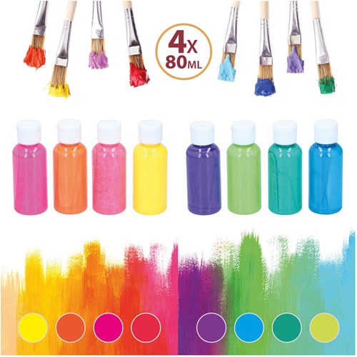 Acrylverf neon set 4-delig - knutselverf voor kinderen multi kleuren-2