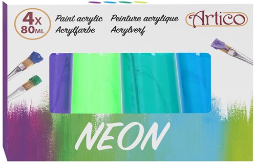 Acrylverf neon set 4-delig - knutselverf voor kinderen multi kleuren-3
