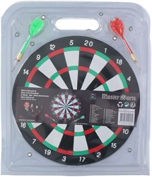 Dartbord speelgoed - Compact tweezijdig dartbord met pijltjes 24 cm