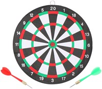 Dartbord speelgoed - Compact tweezijdig dartbord met pijltjes 24 cm-2