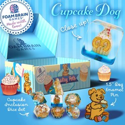 Foam Brain Games dés Cupcake Dog - set jeu RPG et pin's