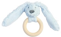 Happy Horse houten bijtring blauw Richie konijn - FSC baby bijtspeelgoed