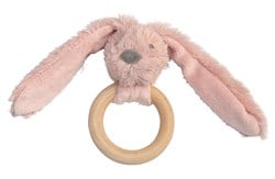 Happy Horse anneau de dentition bois lapin Richie vieux rose - jouet bébé FSC