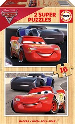 Educa 2 houten puzzels - Cars - 16 stukjes