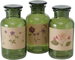 Boltze Home decoratieve apothekersfles glas groen Ø10xh22cm interieur