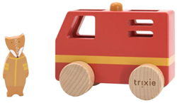 Trixie camion de pompier en bois - véhicule jouet durable pour tout-petits