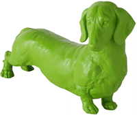 Boltze Home decoratief teckel beeld groene polyresin 38x24cm hond